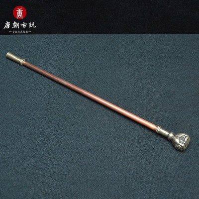 民俗古玩手工纯铜烟杆烟锅子按摩锤背多功能长烟袋烟斗收藏铜器