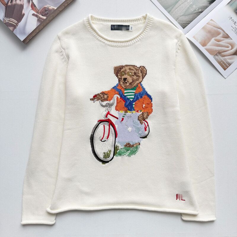 RL High-Quality Bear 26 Autumn/Winter Men's Heavy Embroidery Sweater Long Sleeve Turtleneck Casual Knit Sweater RL High-Quality Bear 26 Autumn/Winter Men's Heavy Embroidery Sweater Long Sleeve Turtleneck Casual Knit Sweater