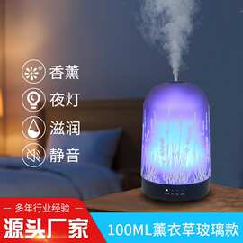 创意薰衣草新款香薰机夜灯精油扩香机超声波玻璃静音氛围加湿器