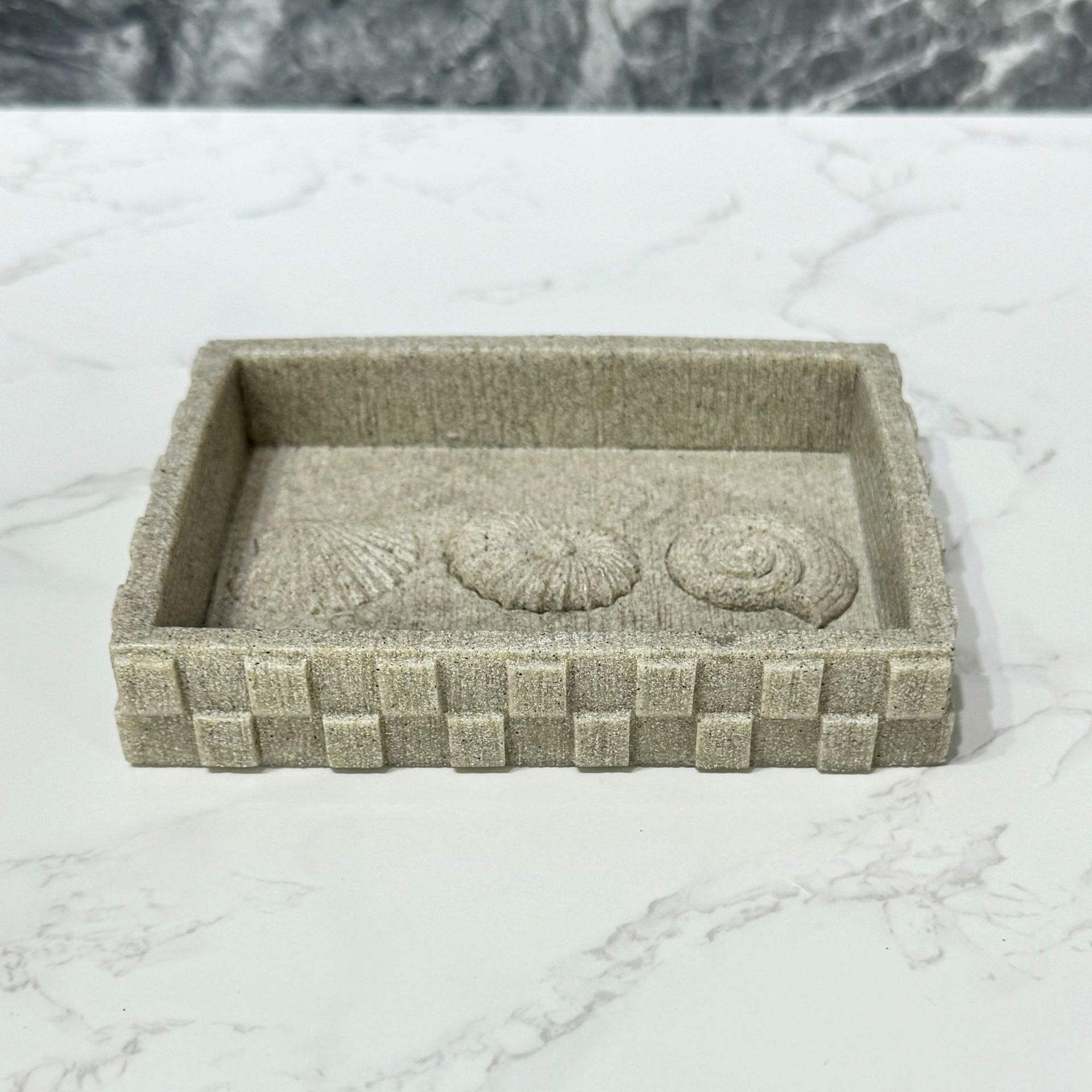 Conchas de piedra arenisca imitación diseño de baño set de baño de resina hotel set de cuatro piezas decoración de baño taza