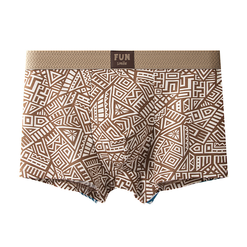 Calzoncillos de algodón para hombres de estilo étnico calzoncillos tipo bóxer con estampado geométrico pantalones de cuatro esquinas transpirables de verano pantalones sueltos y cómodos