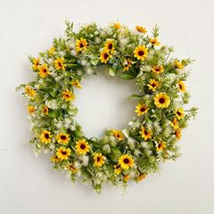 クロスボーダー春の花輪シミュレーションデイジー花輪太陽花ミツバチ節装飾プラスチック藤輪門飾りアマゾン