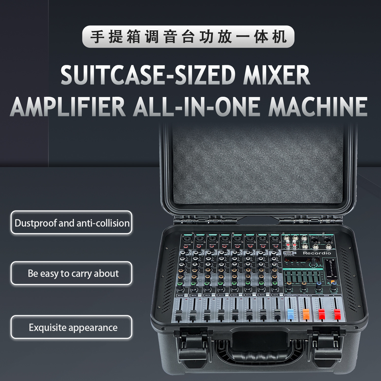 (2개) 공장 전문 8 채널 믹서 전원 증폭기 올인원 도구 상자 높은 전원 256 DSP 효과 블루투스 USB