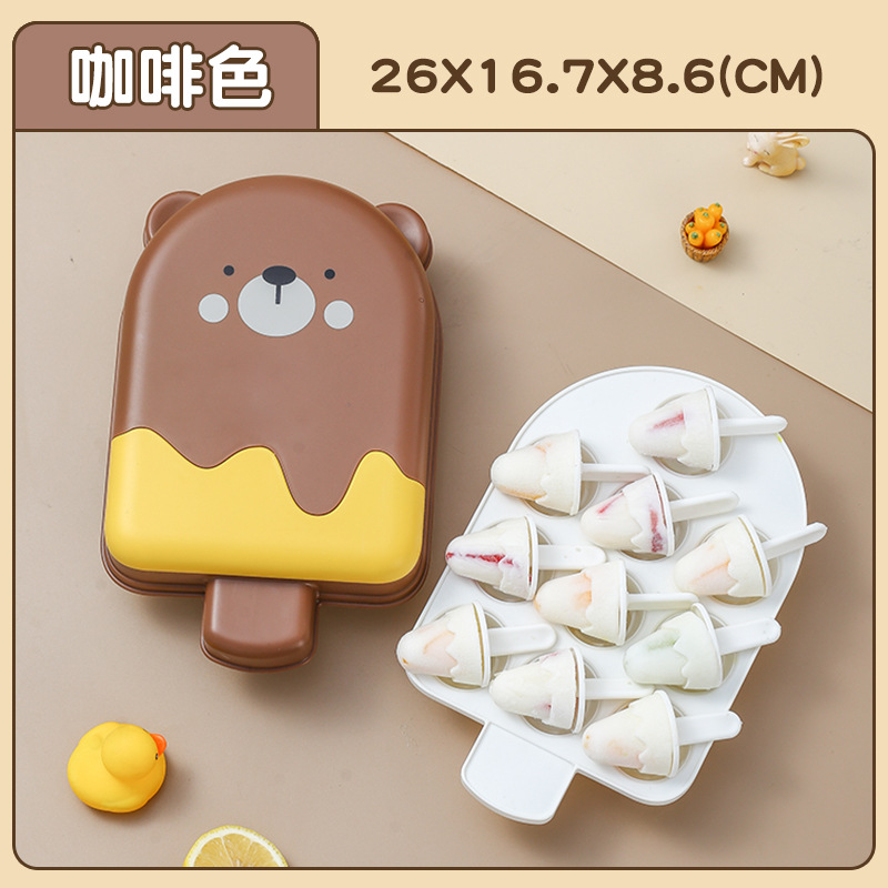 Molde de helado de oso Popsicle contenedor de helado máquina de hielo caja de pudín molde de paleta de hielo casero