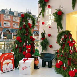 圣诞节红色拍摄场景布置落地道具装饰品摆件室内门店商业商用美陈