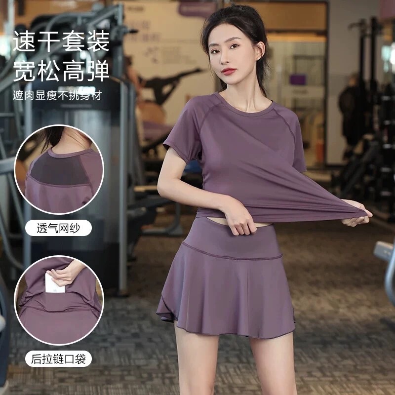 Running Sports Suit for Women Summer 2025 New Gym Yoga Morning Running Suit Loose Quick-Drying Badminton Suit