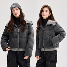 129  高端白鸭绒羽绒服2025 秋新款小个子大翻领加厚90绒羽绒外套