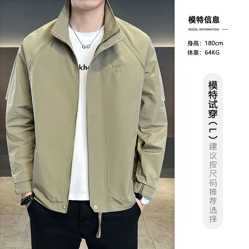 2025春秋潮流简约男士休闲宽松痞帅外套夹克百搭立领设计感拉链款|undefined
