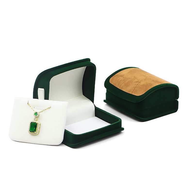 Nueva caja de joyería curva de alta gama, caja de almacenamiento, caja de anillo de franela, collar colgante, aretes, pulsera, caja de joyería