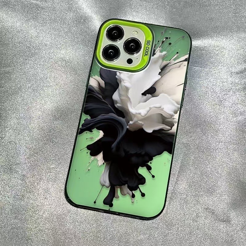 Tinta en blanco y negro para iPhone 16 funda para teléfono móvil 11 Apple 15promax/14 anti-caída 13pro estilo europeo y americano 12