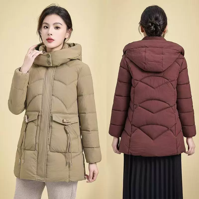 羽绒棉服女中长款2025冬季新款洋气妈妈装棉衣女加厚保暖棉袄外套