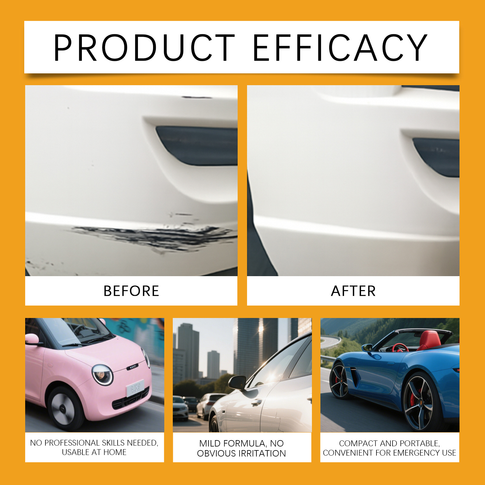 Hikmarion car scratch pen covers paint scratches, providing a simple and easy way to repair them without damaging the original paint