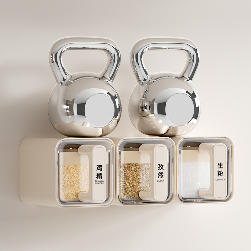 Caja de condimentos de cocina tipo pared caja de almacenamiento de condimentos domésticos de alta gama nuevo condimentos sellados sal MSG condimentos lata