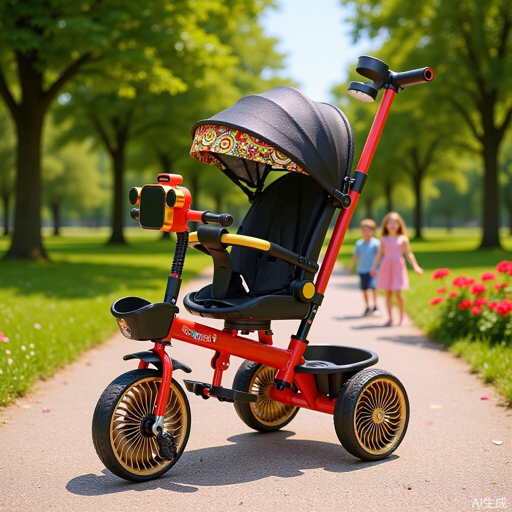 New Four-In-One Children's Tricycle Multi-Functional Baby Stroller Steering Push Handle Rotatable Seat Bicycle