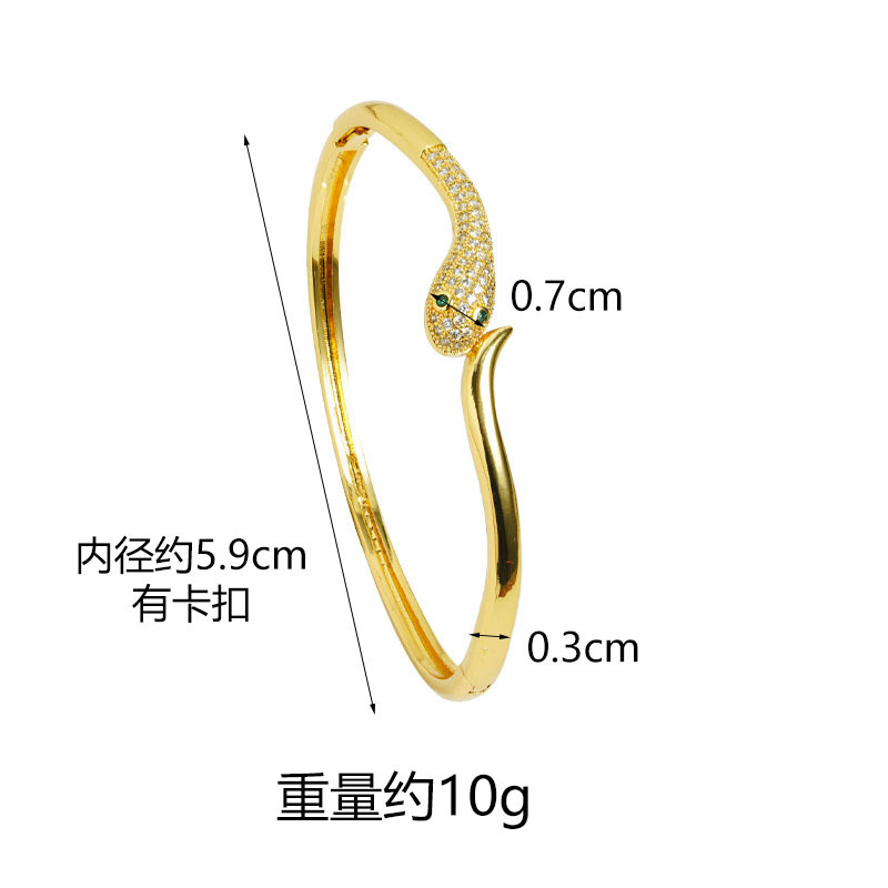 Brazalete de oro de arena vietnamita transfronterizo, estilo de lujo ligero, brazalete de serpiente con incrustaciones de diamantes, diseño de temperamento, joyería que no se desvanece durante mucho tiempo