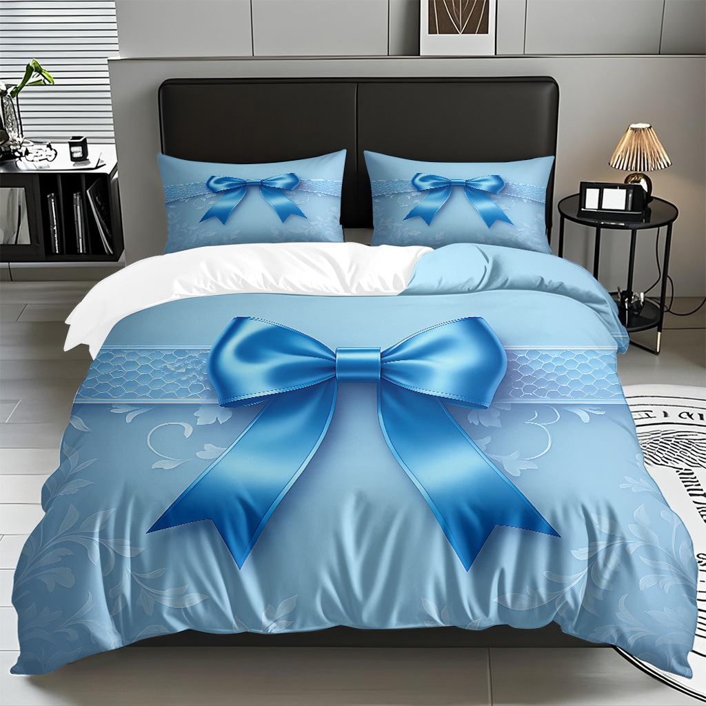 Ins Wind Pink Bow Digital Printed Colchón Set Pillow Cover Comercio electrónico transfronterizo preferido para adaptarse al modo JIT