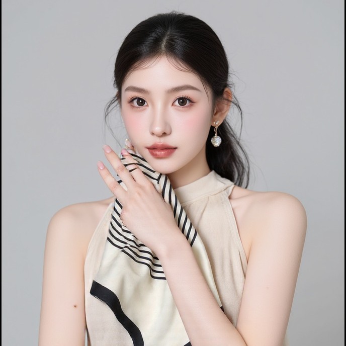 Pañuelo cuadrado pequeño de 70cm a rayas blancas y negras de estilo coreano dulce y simple, bufanda de seda para mujer, bufanda de moda de todo fósforo de primavera y otoño, bufanda profesional