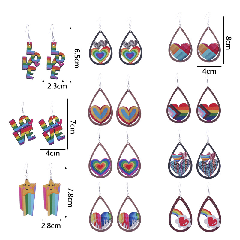 12g Weight Drop Earrings Classification 1 Pair Quantity Simple Style Letter Wood Printing Women's Drop Earrings