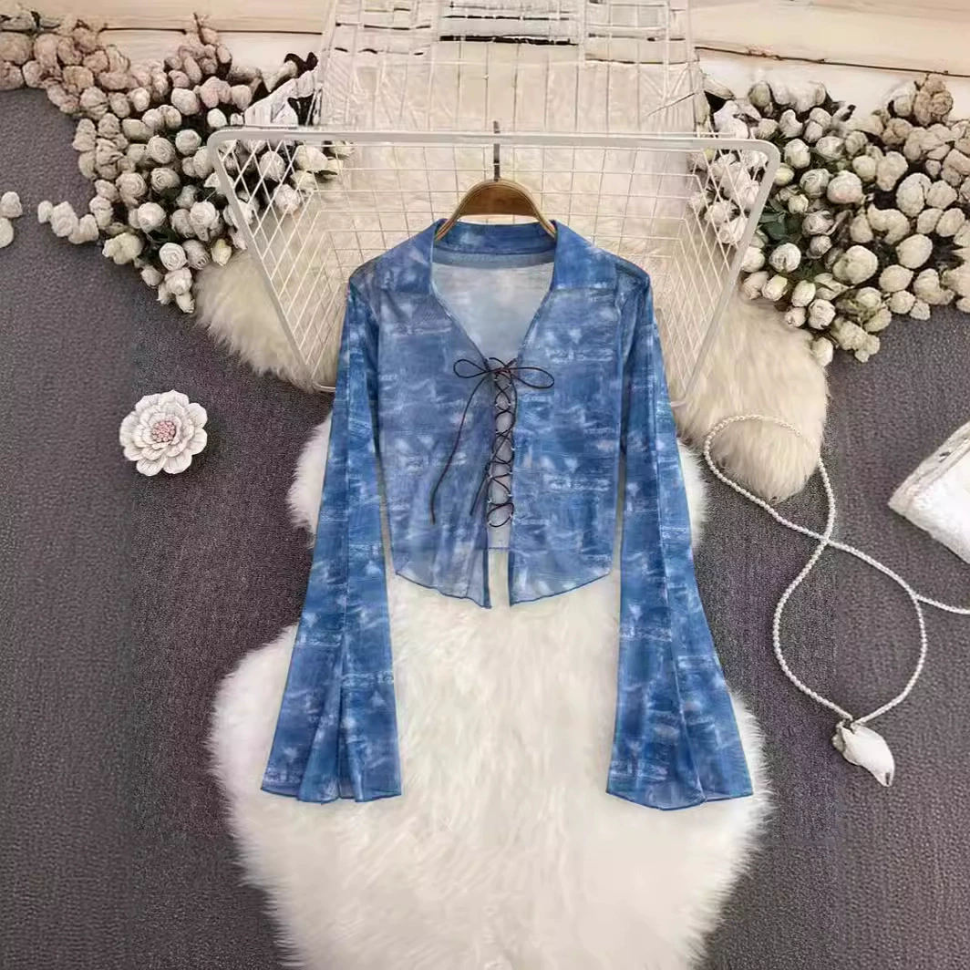 Американский ретро сексуальный кардиган с расклешенными рукавами