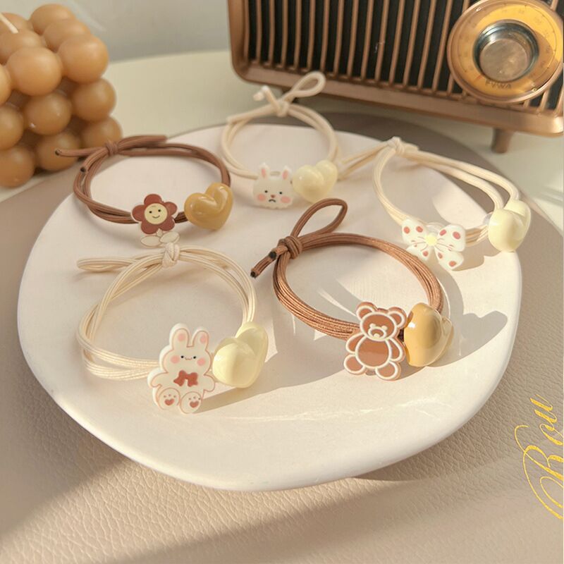 K-Style of Milk Tea Color Headband Hair Band Rubber Band Ins High-Looking Hair Rope Headband Hair Accessories Wholesale