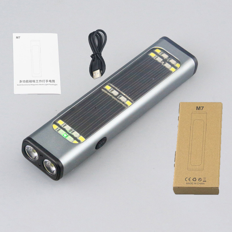 Nueva luz de trabajo, linterna COB, hebilla colgante de succión magnética, iluminación de luz doble, cuerpo de aleación de aluminio, luz roja y azul aerodinámica