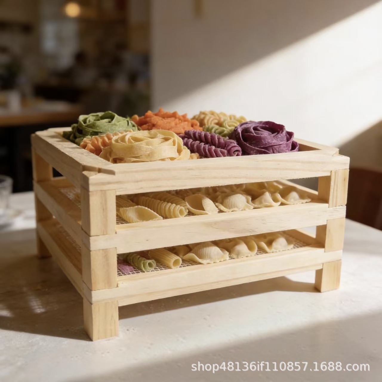 Wooden dry flower drying rack, stackable kitchen fruit and vegetable drying rack, fruit and noodle storage rack, herbal and grass rack