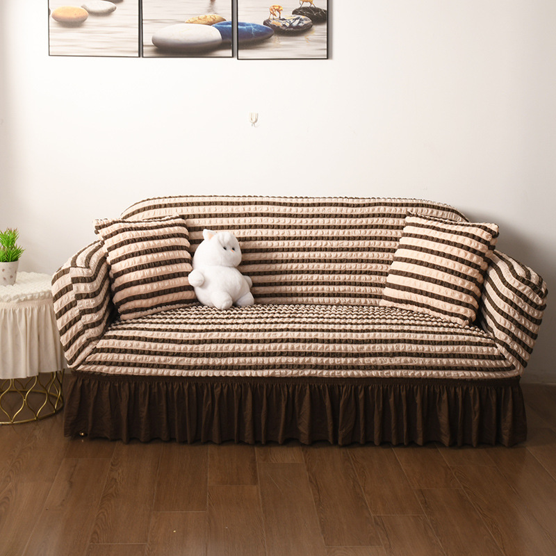 工厂直销加厚弹力泡泡纱花边沙发套罩贵妃位组合沙发套全包防滑