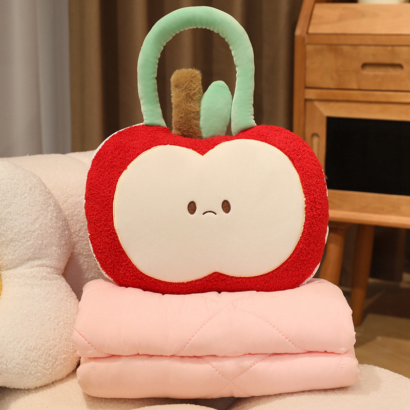 Pequeña manzana almohada portátil para niños, colcha trasera para coche, manta para dormir, artefacto de oficina de dopamina