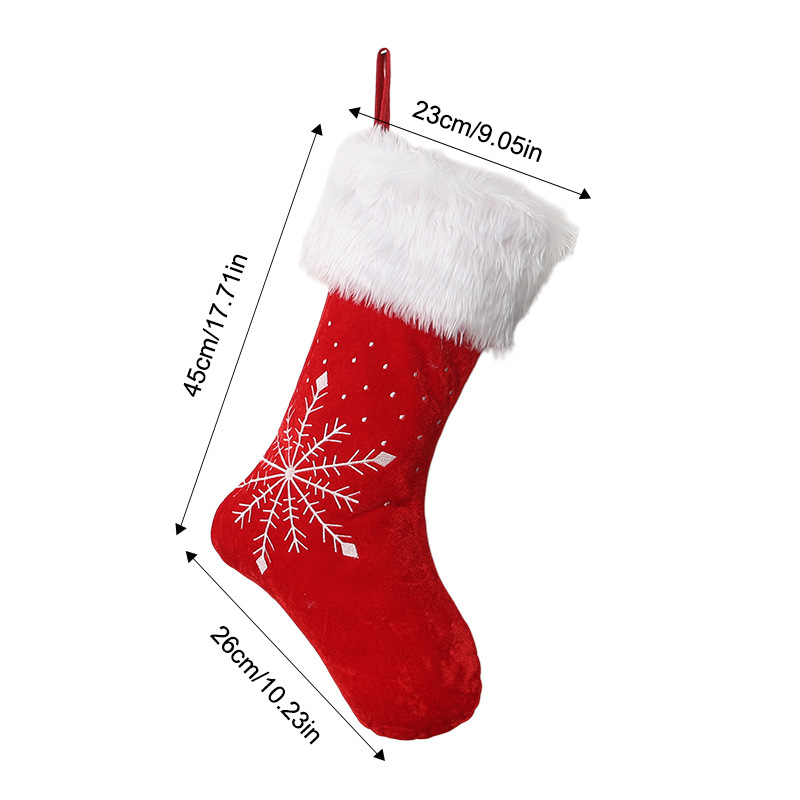 Flannel Snowflake Christmas Socks Red