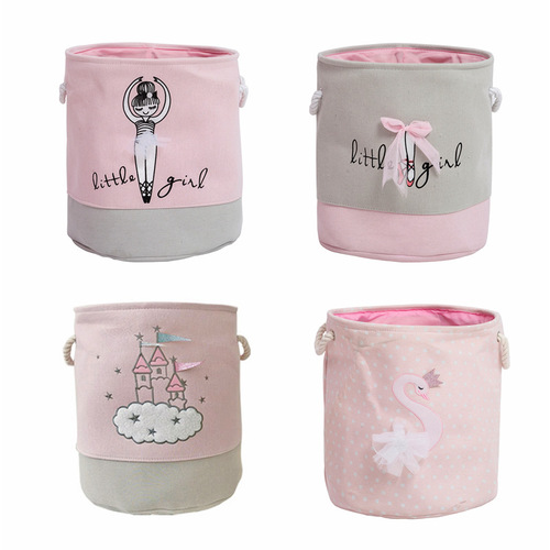 Dancing Girl Round Fabric Storage Basket Thickened Large Dirty Clothes Basket Home Organizing Storage Bag 1443
