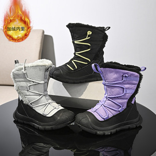 Snow boots women's non-slip 2024 new winter fleece-lined thickened non-slip casual warm cotton shoes women's high-top thick bottom