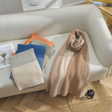 秋冬季新款仿羊绒双面拼色压皱围巾围脖女高级感百搭保暖披肩批发