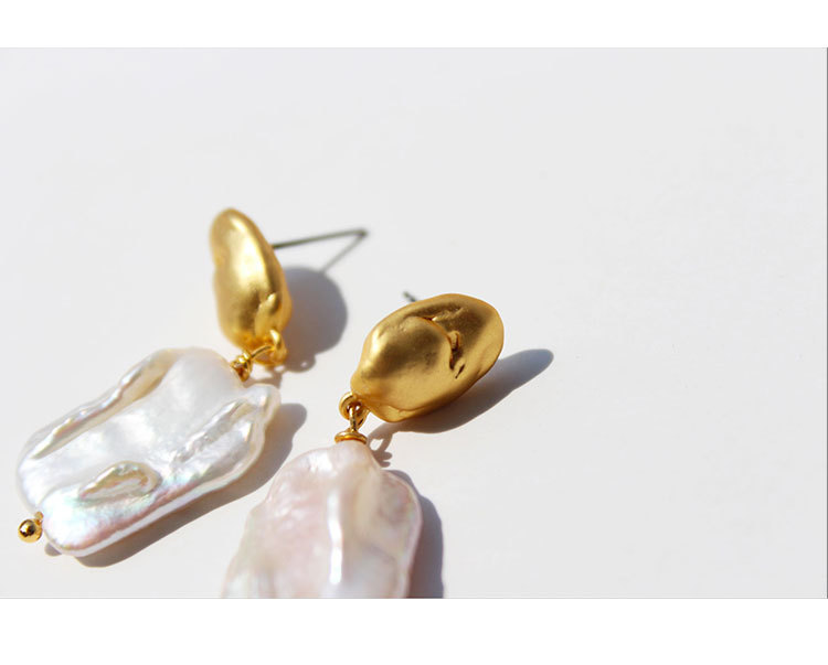 13g Weight Vintage Retro Square Baroque Pearl Copper Earrings Wholesale