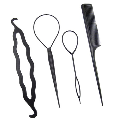 Independently packaged three-piece set of hair extensions, hair extensions, pattern hair extensions, pointed tail comb, distribution comb, hair braiding iron, wholesale