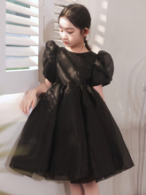 儿童生日礼服黑色高端公主裙蓬蓬纱女童主持人走秀钢琴演奏演出服