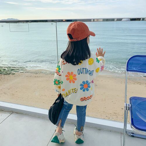 Girls' Hoodie 2025 Spring Collection New Children's Korean Style Top for Toddlers and Young Children Spring and Autumn Printed Long Sleeve