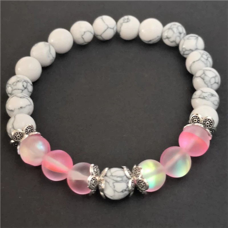 (Cross-border trading), flashing elastic fashionable ball with beads, turquoise beaded bracelet for men and women, European style, 8mm, simple and elegant design
