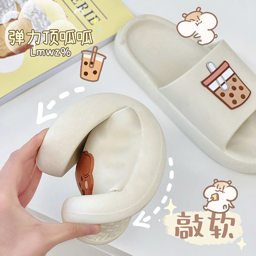 Summer ins Korean version of cute home thick-soled sandals for women's bathroom soft-soled non-slip couple student slippers for outer wear