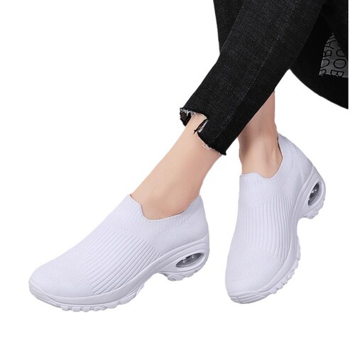 Women's New Leisure Shoes with Air Cushion, Rocking Sole, Thick Heel, Single Strap Mother Shoes, Dance Shoes, Plus Size Socks Shoes, Wholesale