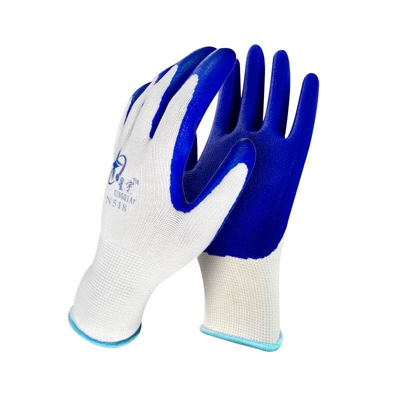 Xingyu N518 полиэстер орхидея нитрил перчатки-M (белая пряжа синий клей)-Универсал