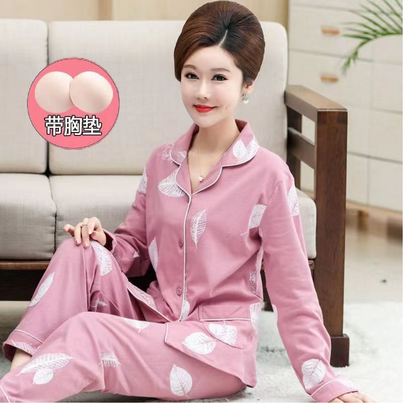 Traje de pijama de algodón 100% para mujer con almohadilla en el pecho nuevos pantalones de manga larga boda elegante estilo de princesa simple ropa para el hogar