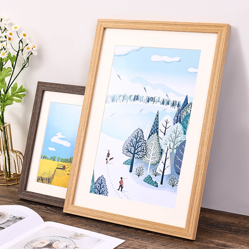 Solid wood photo frame mounting picture frame wall hanging A3 inch 16 decoration a4 inch 4 open 8K puzzle frame creative photo wall wooden