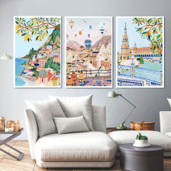 跨境卡帕多西亞復古旅行城市景觀帆布畫北歐客廳家居裝飾畫芯掛畫