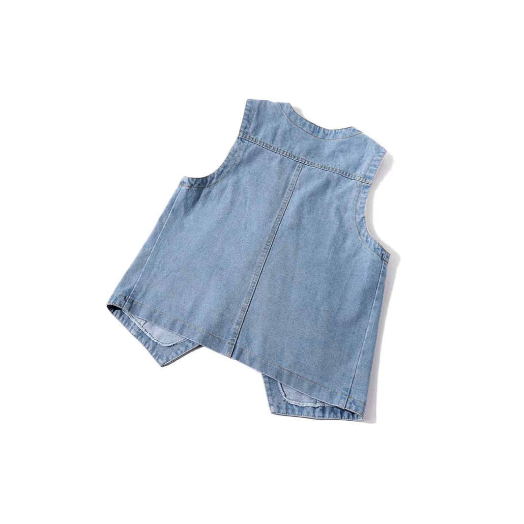 Summer denim short vest, jacket sleevless, oversize, Korean style