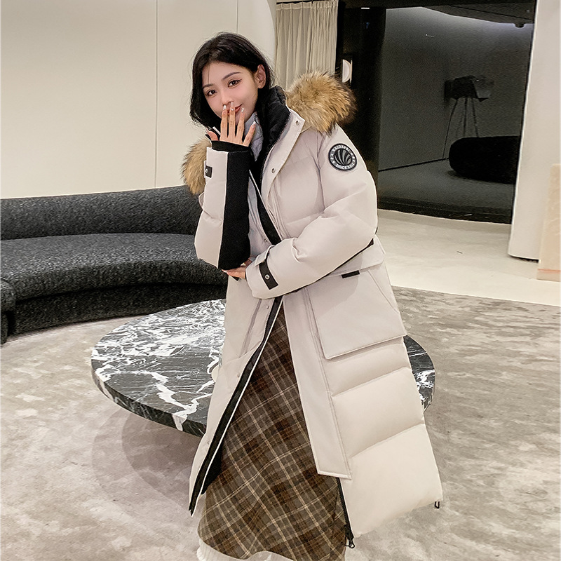 东北哈尔滨旅游2024新款羽绒服女中长款过膝加厚保暖工装韩版