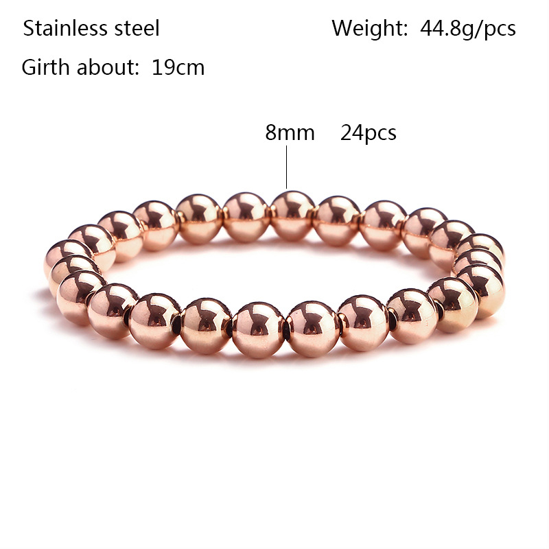 15g Weight Rose Gold Plated Plating Material Bracelets Classification 304 Stainless Steel Chain Material 1 Piece Quantity Holiday, Daily Occasion 304 Stainless Steel Material Solid Color Pattern Women's Gender Beaded Design Casual, Simple Style Style Casual Simple Style Solid Color 304 Stainless Steel Rose Gold Plated Bracelets In Bulk 4