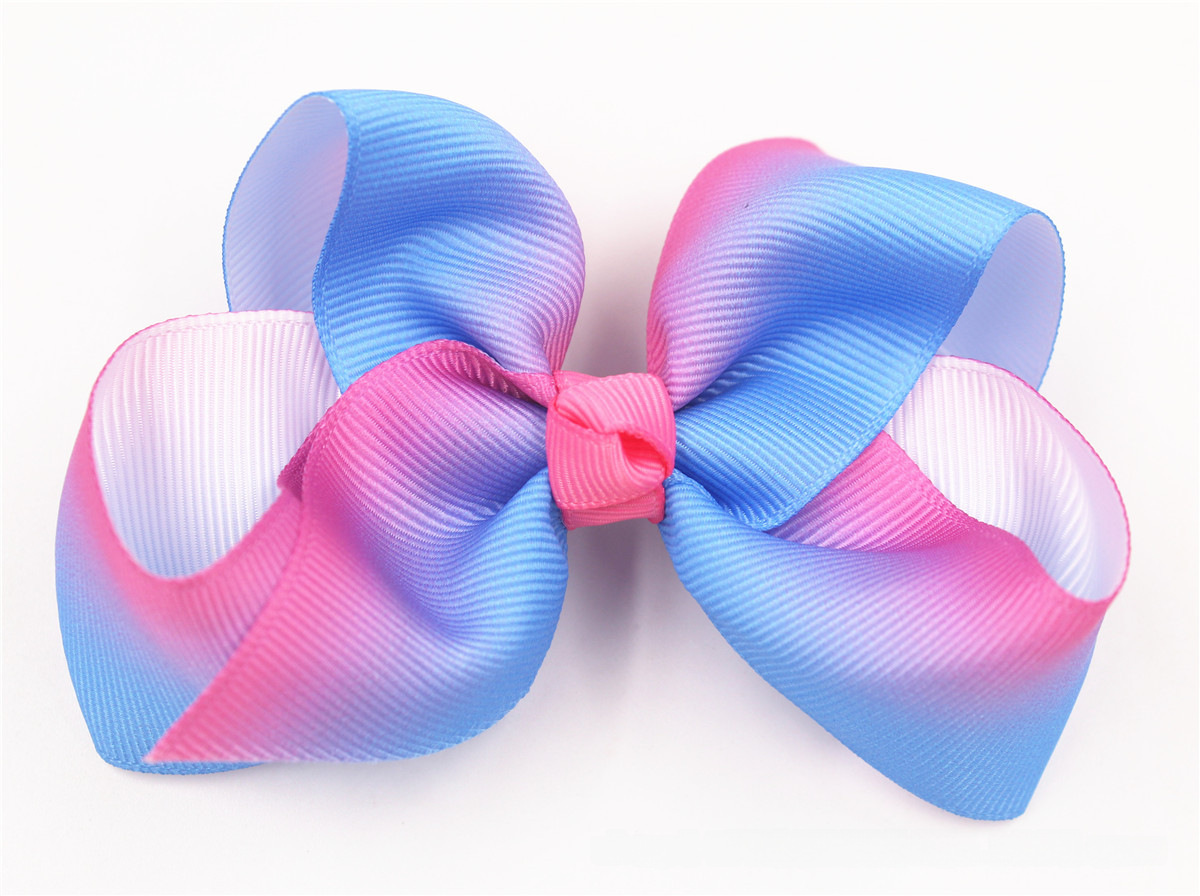 European and American children's jewelry 5inch bow hairpin gradient color rainbow bubble flower girl hairpin headdress hair accessories_voghion.com