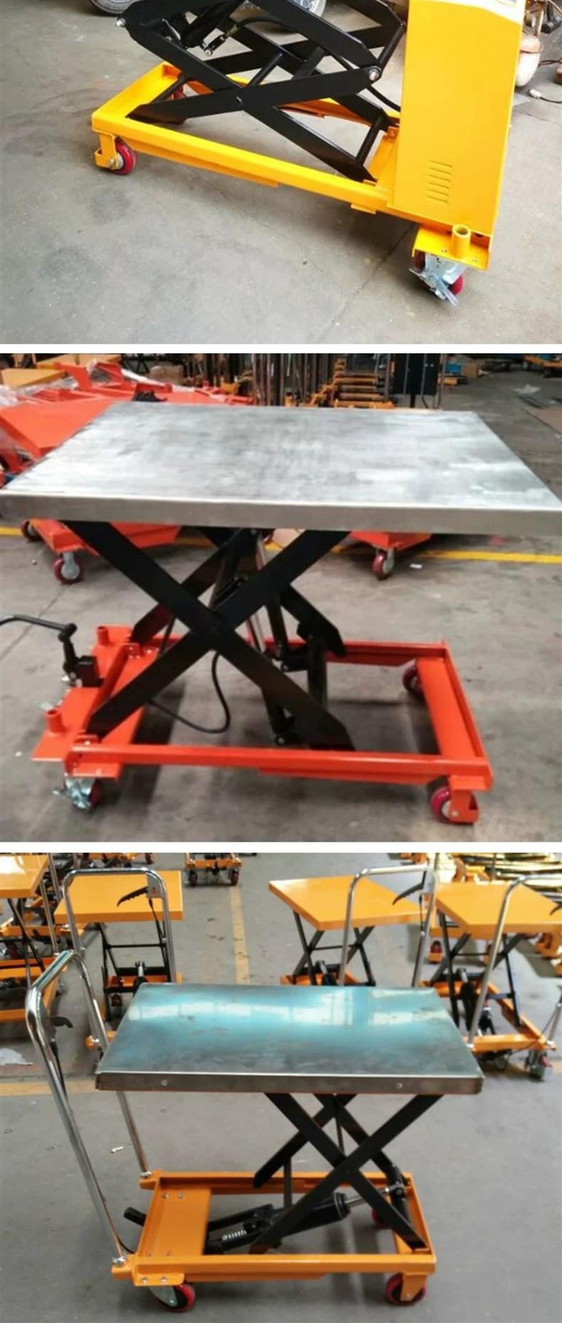 304 Stainless Steel Hydraulic Lift Cart for Chemical Industry, Acid and Alkali Resistant Anti-Corrosion Platform Cart, Rust-Proof Workshop Transport Equipment