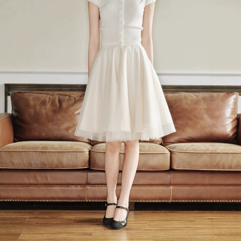 avenement Ballet Style A-line Mesh Skirt with Tencel Lining, Mid-length Elegant Women's Summer Skirt 1676 avenement Ballet Style A-line Mesh Skirt with Tencel Lining, Mid-length Elegant Women's Summer Skirt 1676