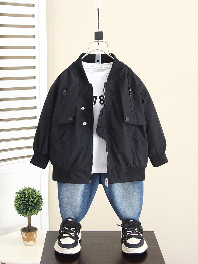 6063 Chaqueta de otoño para niños 2024 Nuevo estilo fresco y guapo Camisa de moda de primavera y otoño para niños Traje de béisbol para bebés